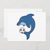 Dolphin als Fußballspieler mit Fußball Postkarte (Vorne/Hinten)