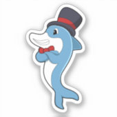Dolphin als Gentleman mit Hat Aufkleber (Vorderseite)