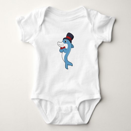Dolphin als Gentleman mit Hat Baby Strampler (Vorderseite)