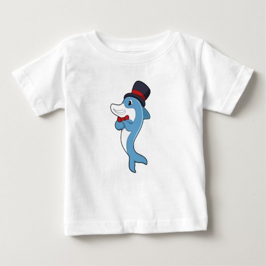 Dolphin als Gentleman mit Hat Baby T-shirt (Vorderseite)