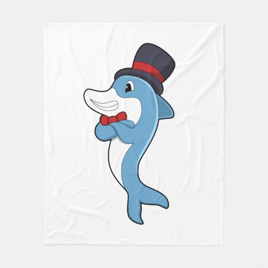 Dolphin als Gentleman mit Hat Fleecedecke (Vorderseite)