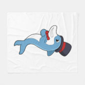 Dolphin als Gentleman mit Hat Fleecedecke (Vorderseite (Horizontal))