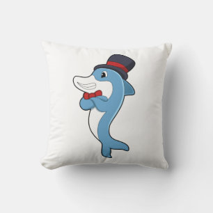 Dolphin als Gentleman mit Hat Kissen