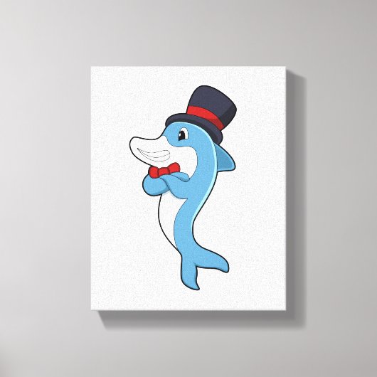 Dolphin als Gentleman mit Hat Leinwanddruck (Vorderseite)