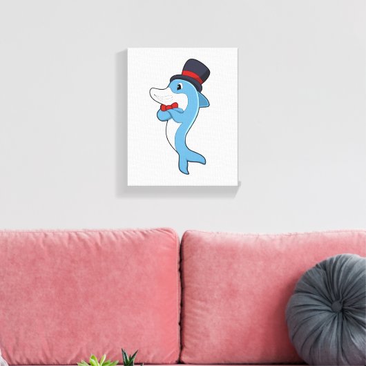 Dolphin als Gentleman mit Hat Leinwanddruck (Insitu (Wohnzimmer))
