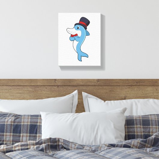 Dolphin als Gentleman mit Hat Leinwanddruck (Insitu (Schlafzimmer))