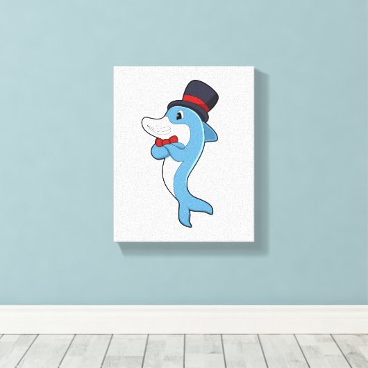 Dolphin als Gentleman mit Hat Leinwanddruck (Insitu (Holzboden))