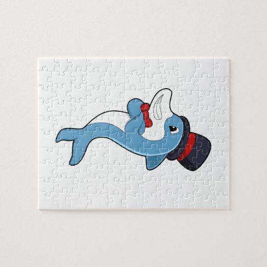 Dolphin als Gentleman mit Hat Puzzle (Horizontal)