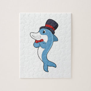 Dolphin als Gentleman mit Hat Puzzle