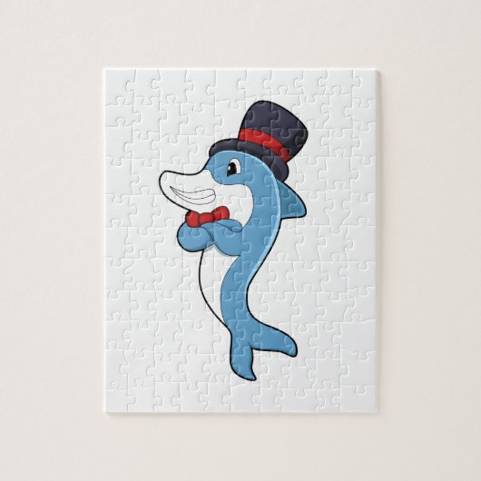 Dolphin als Gentleman mit Hat Puzzle (Vertikal)
