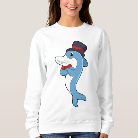 Dolphin als Gentleman mit Hat Sweatshirt (Vorderseite)