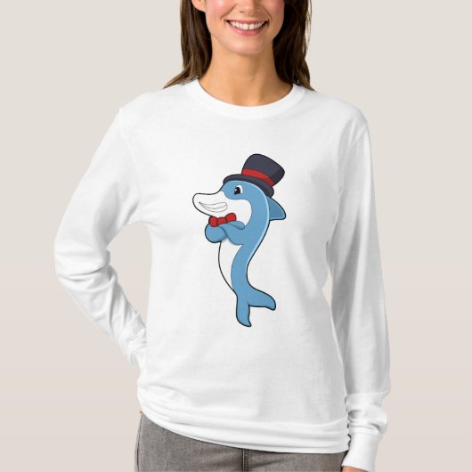 Dolphin als Gentleman mit Hat T-Shirt (Vorderseite)