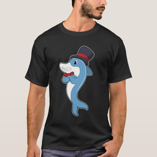 Dolphin als Gentleman mit Hat T-Shirt (Vorderseite)