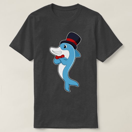 Dolphin als Gentleman mit Hat T-Shirt (Design vorne)