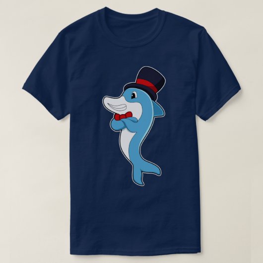 Dolphin als Gentleman mit Hut T-Shirt (Design vorne)