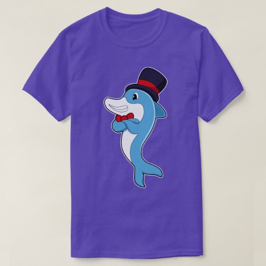 Dolphin als Gentleman mit Hut T-Shirt (Design vorne)