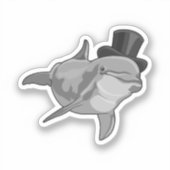Dolphin als Gentleman mit Top Hut Aufkleber (Vorderseite)