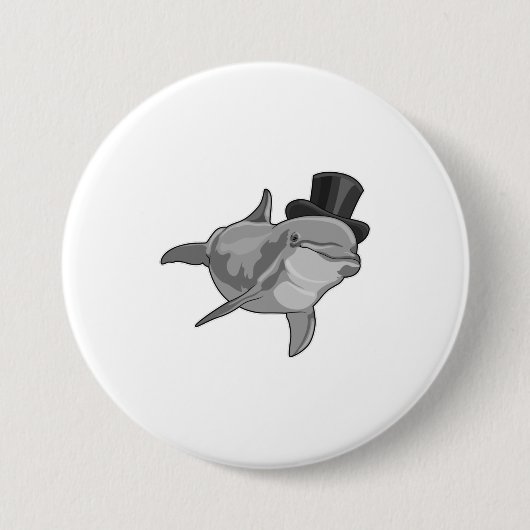 Dolphin als Gentleman mit Top Hut Button (Vorderseite)
