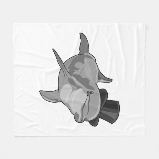 Dolphin als Gentleman mit Top Hut Fleecedecke (Vorderseite (Horizontal))