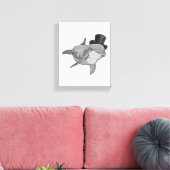 Dolphin als Gentleman mit Top Hut Leinwanddruck (Insitu (Wohnzimmer))