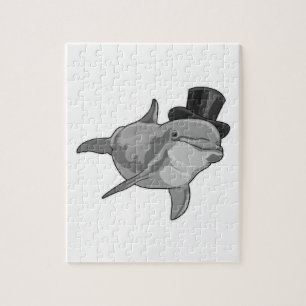 Dolphin als Gentleman mit Top Hut Puzzle