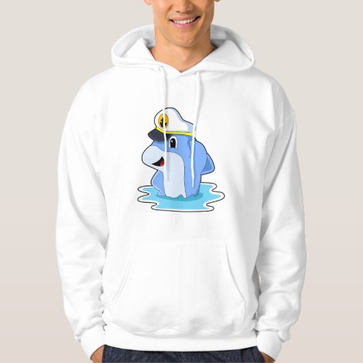 Dolphin als Kapitän mit Hut Hoodie (Vorderseite)