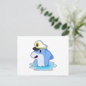Dolphin als Kapitän mit Hut Postkarte (Stehend Vorderseite)