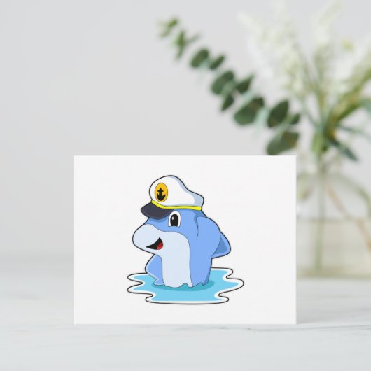 Dolphin als Kapitän mit Hut Postkarte (Stehend Vorderseite)