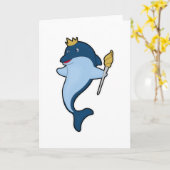 Dolphin als König mit Stab & Kronen Karte (Gelbe Blume)