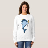 Dolphin als König mit Stab & Kronen Sweatshirt (Vorne ganz)