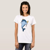 Dolphin als König mit Stab & Kronen T-Shirt (Vorne ganz)