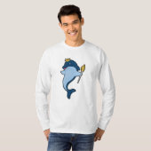 Dolphin als König mit Stab & Kronen T-Shirt (Vorne ganz)