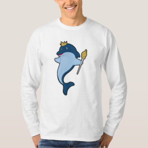 Dolphin als König mit Stab & Kronen T-Shirt