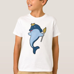 Dolphin als König mit Stab & Kronen T-Shirt