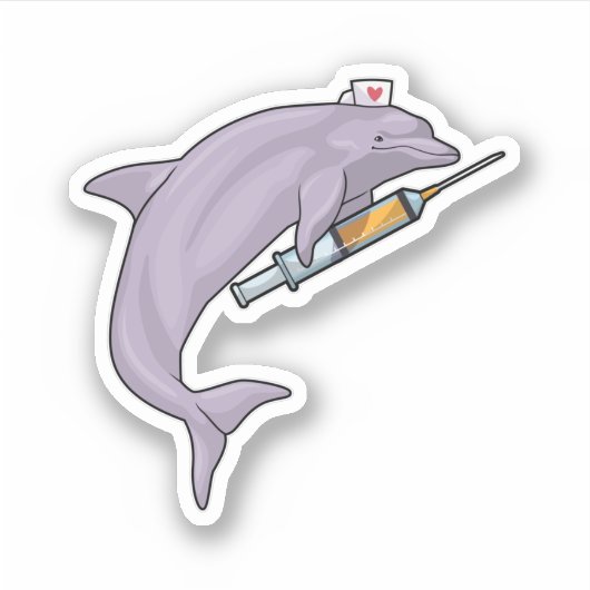 Dolphin als Krankenschwester mit Spritze Aufkleber (Vorderseite)