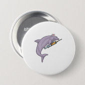 Dolphin als Krankenschwester mit Spritze Button (Vorne & Hinten)
