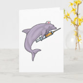 Dolphin als Krankenschwester mit Spritze Karte (Gelbe Blume)