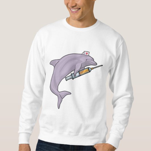 Dolphin als Krankenschwester mit Spritze Sweatshirt (Vorderseite)