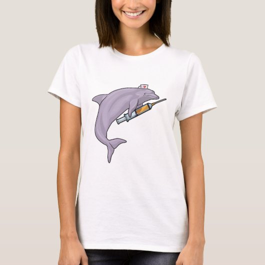 Dolphin als Krankenschwester mit Spritze T-Shirt (Vorderseite)
