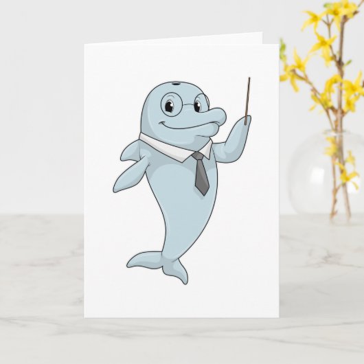 Dolphin als Lehrer mit Pointer Karte (Gelbe Blume)