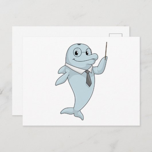 Dolphin als Lehrer mit Pointer Postkarte (Vorne/Hinten)