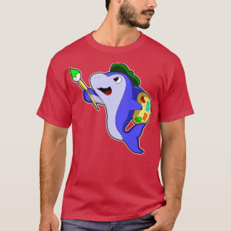 Dolphin als Maler mit Farbpinsel T-Shirt