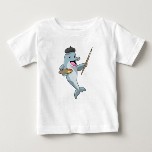 Dolphin als Maler mit Pinsel und Farbe Baby T-shirt (Vorderseite)