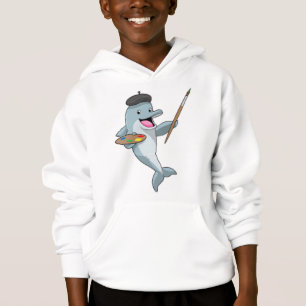 Dolphin als Maler mit Pinsel und Farbe Hoodie