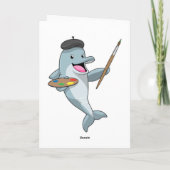 Dolphin als Maler mit Pinsel und Farbe Karte (Rückseite)