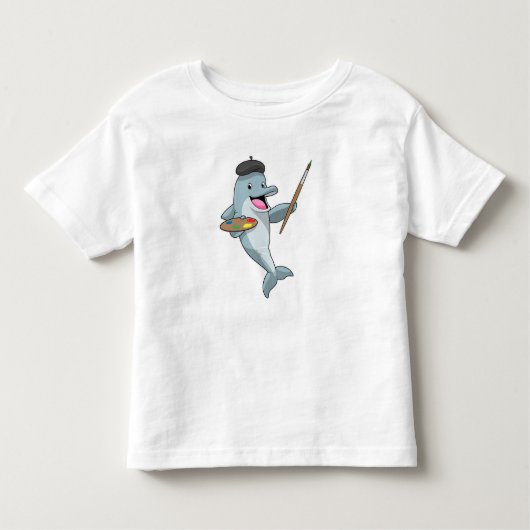 Dolphin als Maler mit Pinsel und Farbe Kleinkind T-shirt (Vorderseite)