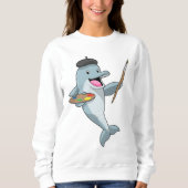 Dolphin als Maler mit Pinsel und Farbe Sweatshirt (Vorderseite)