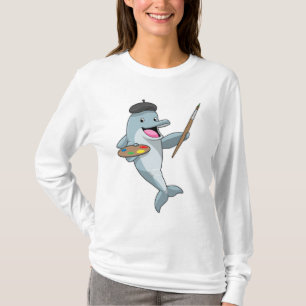Dolphin als Maler mit Pinsel und Farbe T-Shirt