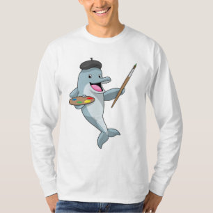 Dolphin als Maler mit Pinsel und Farbe T-Shirt