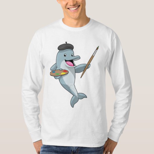 Dolphin als Maler mit Pinsel und Farbe T-Shirt (Vorderseite)